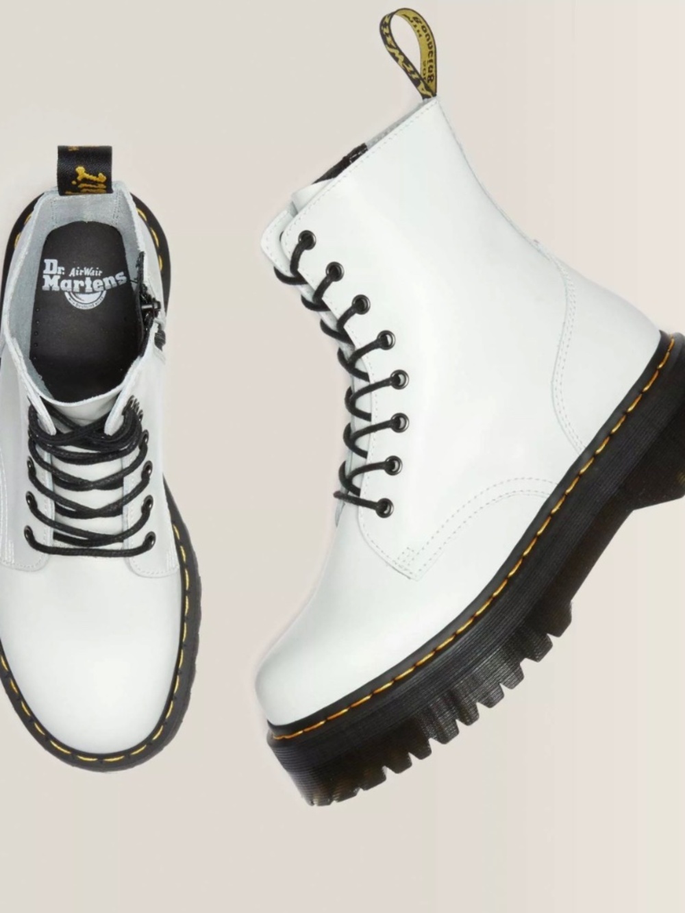 NEW! Dr. Martens JADON WHITE BOOT SMOOTH LEATHER PLATFORMS sz 7
